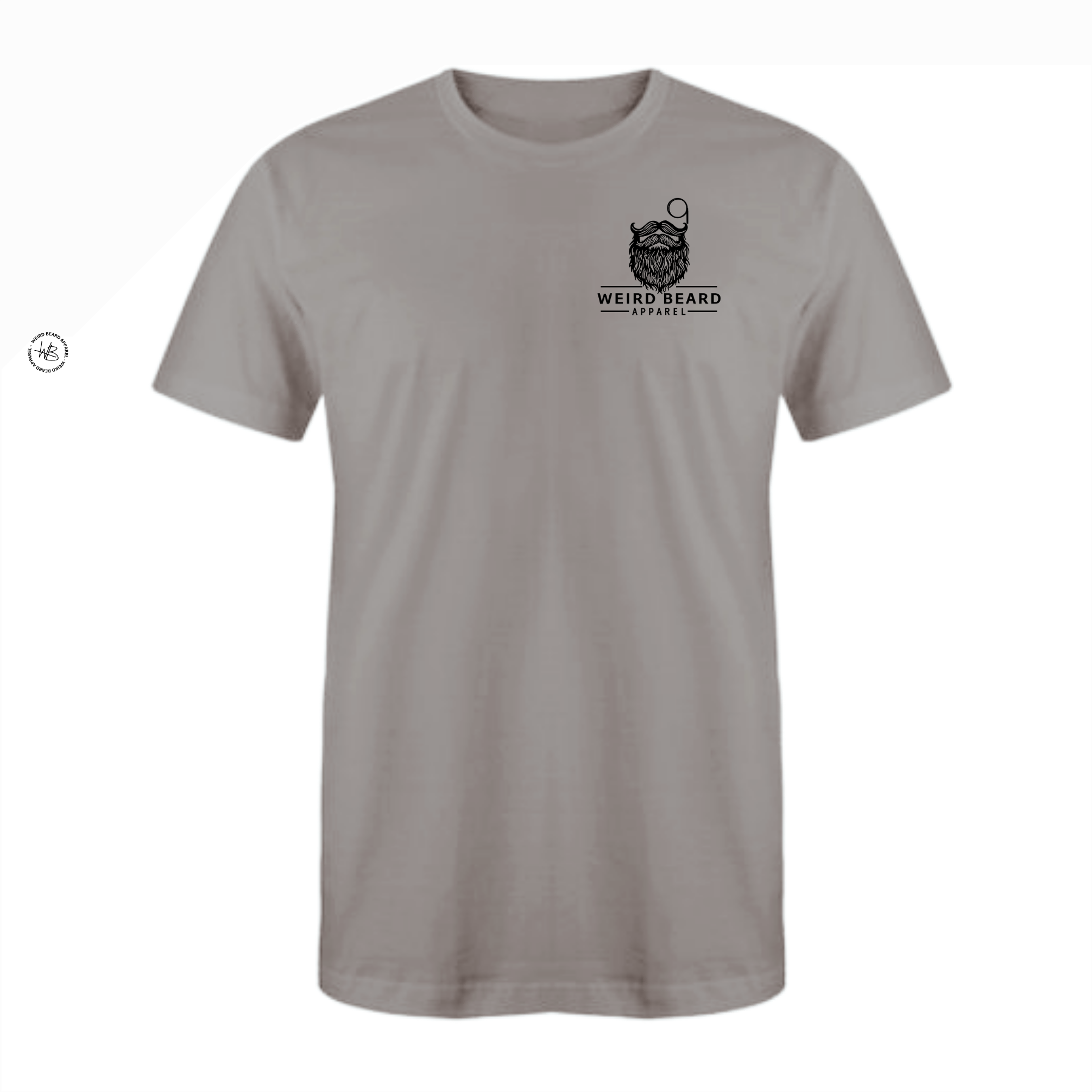 Gray t-shirt with black graphic design of a beard - weirdbeardapparel